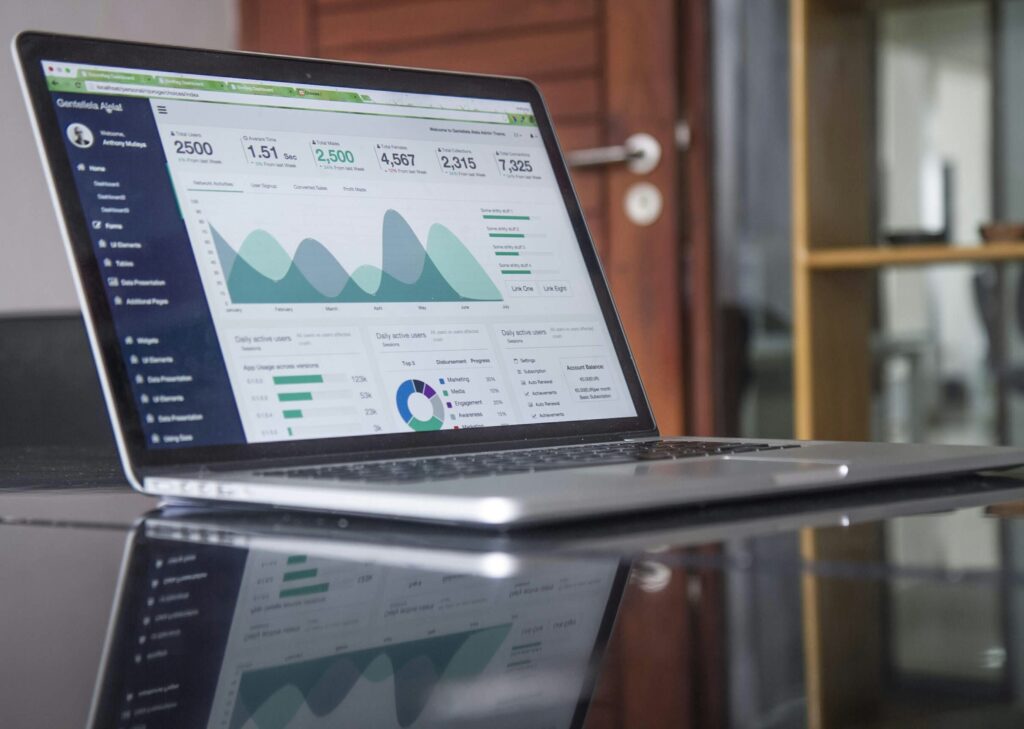 Laptop screen displaying data and analytics related to increased engagement.