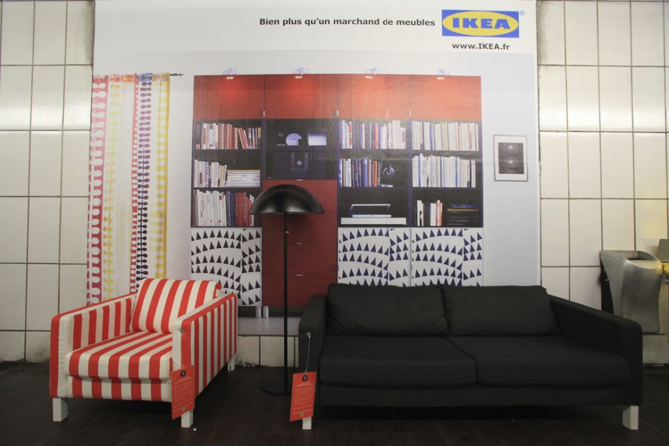 IKEA's creative subway living rooms installation with commuters interacting in a cozy, furnished space