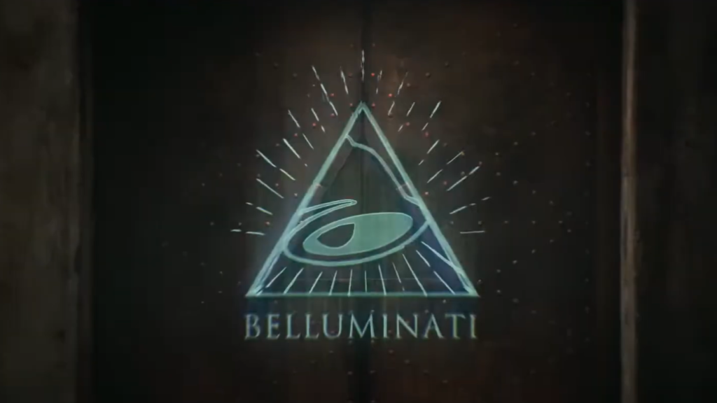 Taco Bell's "Belluminati" ad featuring the Illuminati logo and the text "Belluminati" in a mysterious setting.